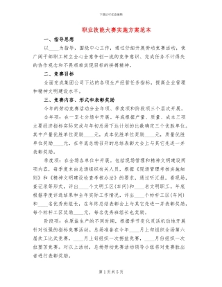 职业技能大赛实施方案范本
