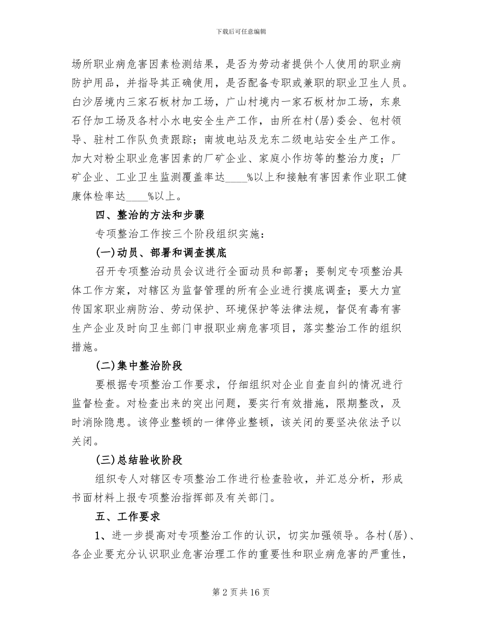 职业危害治理方案范文_第2页