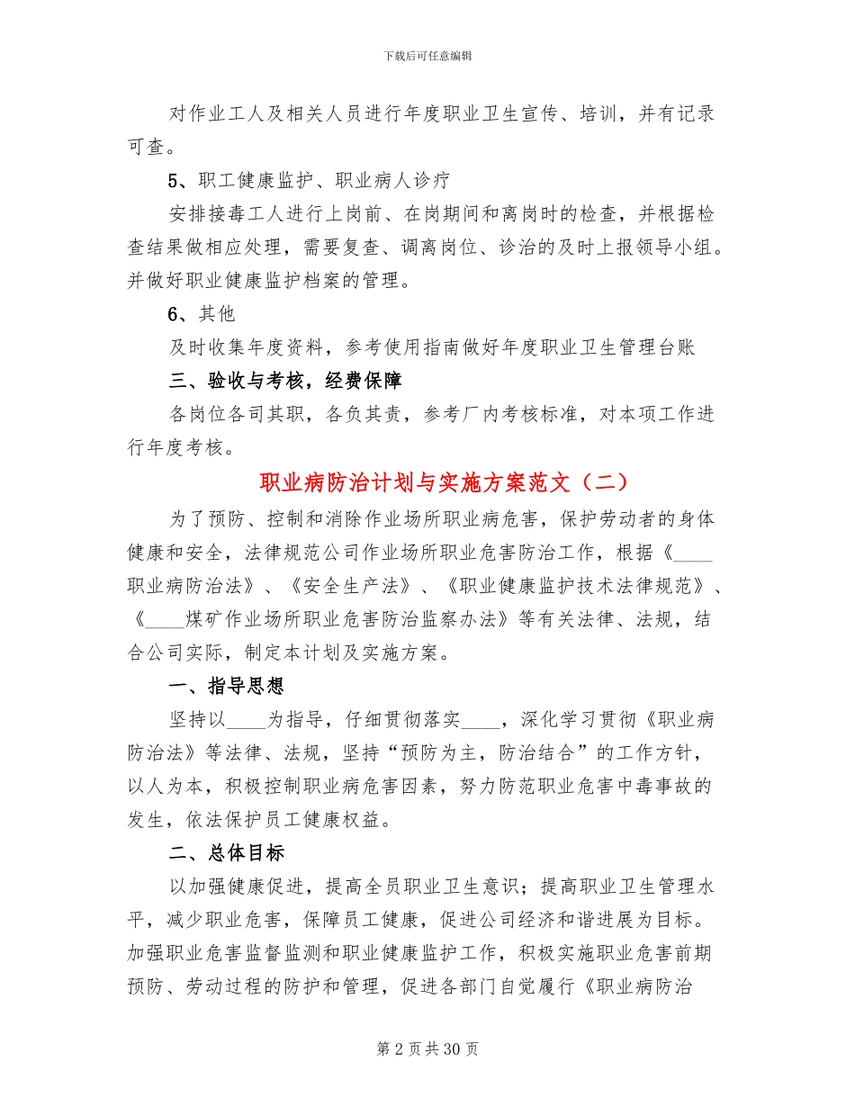 职业病防治计划与实施方案范文(6篇)_第2页