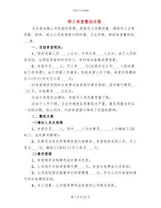 职工食堂整治方案