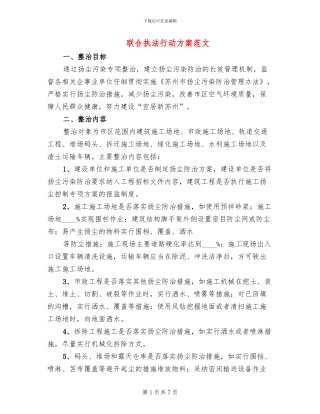 联合执法行动方案范文