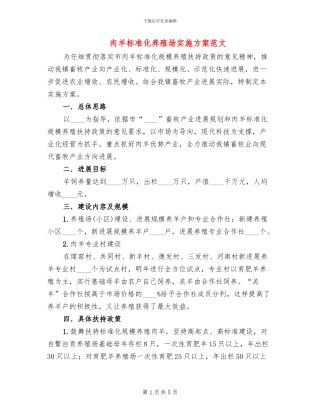 肉羊标准化养殖场实施方案范文