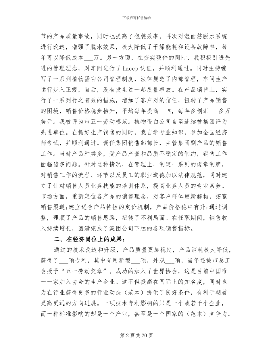 股份公司高级经济师个人2024年工作总结_第2页