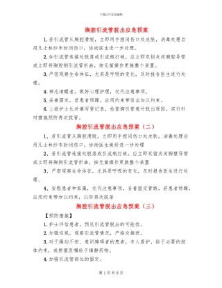 胸腔引流管脱出应急预案