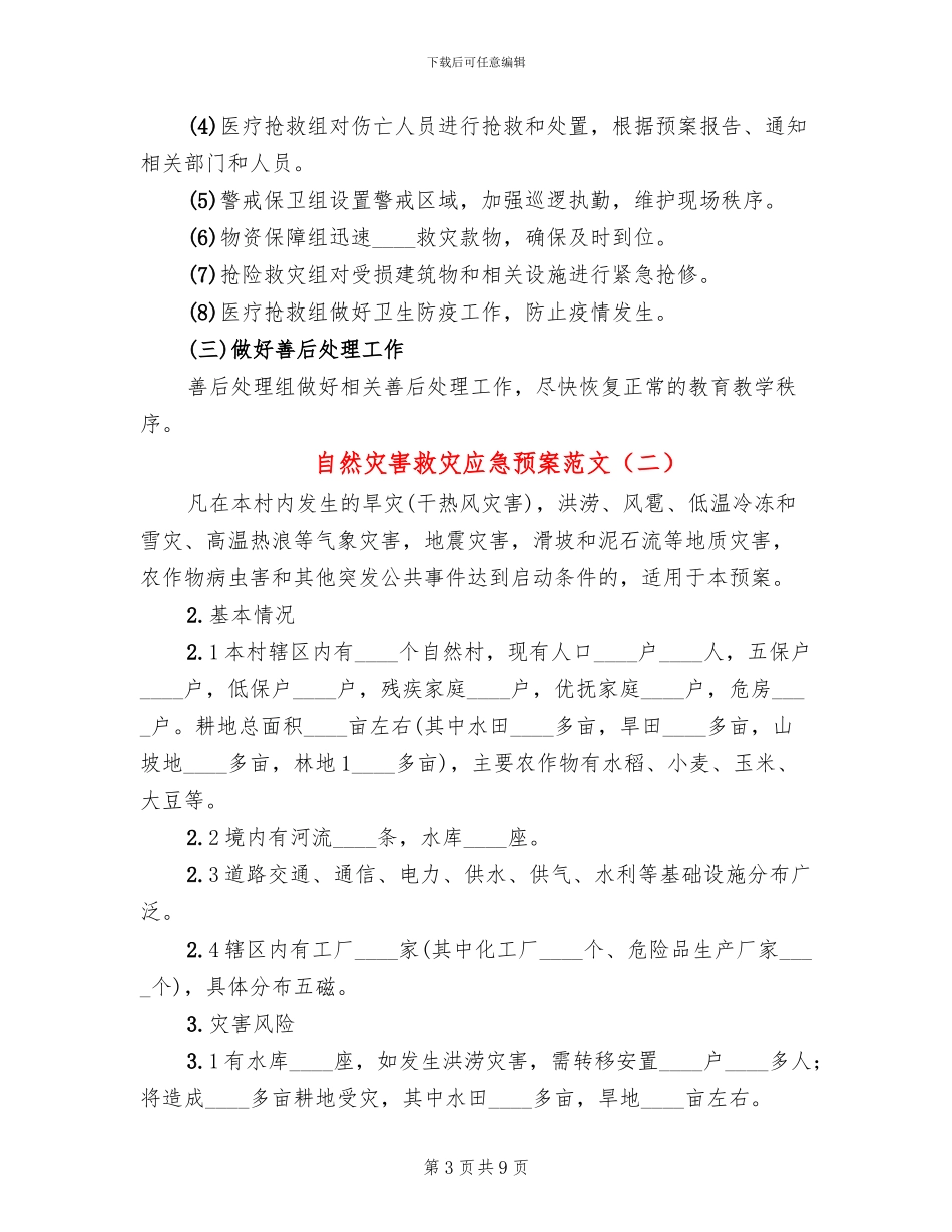 自然灾害救灾应急预案范文(2篇)_第3页