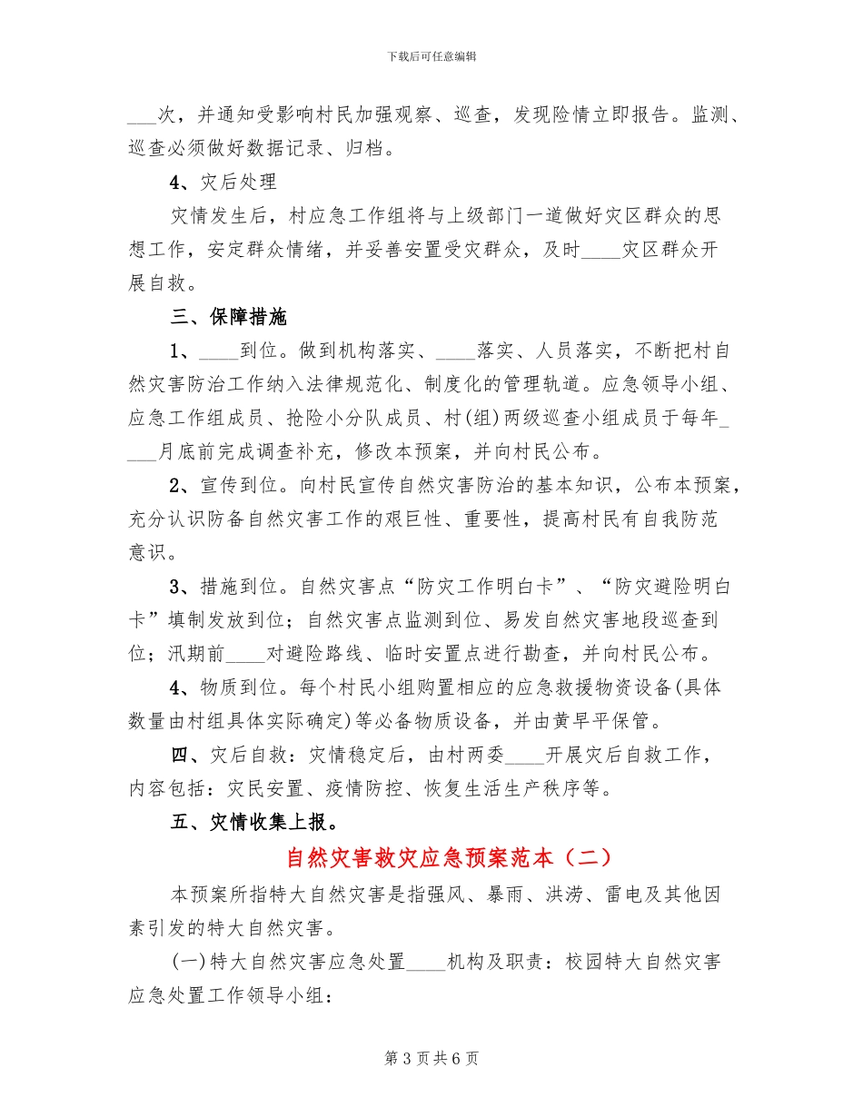 自然灾害救灾应急预案范本(2篇)_第3页
