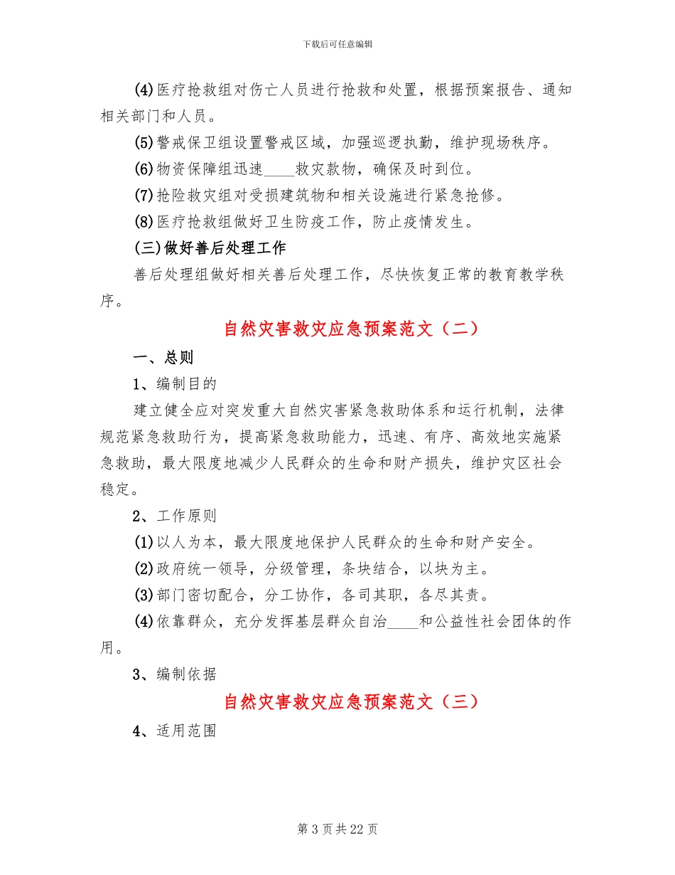 自然灾害救灾应急预案范文(4篇)_第3页