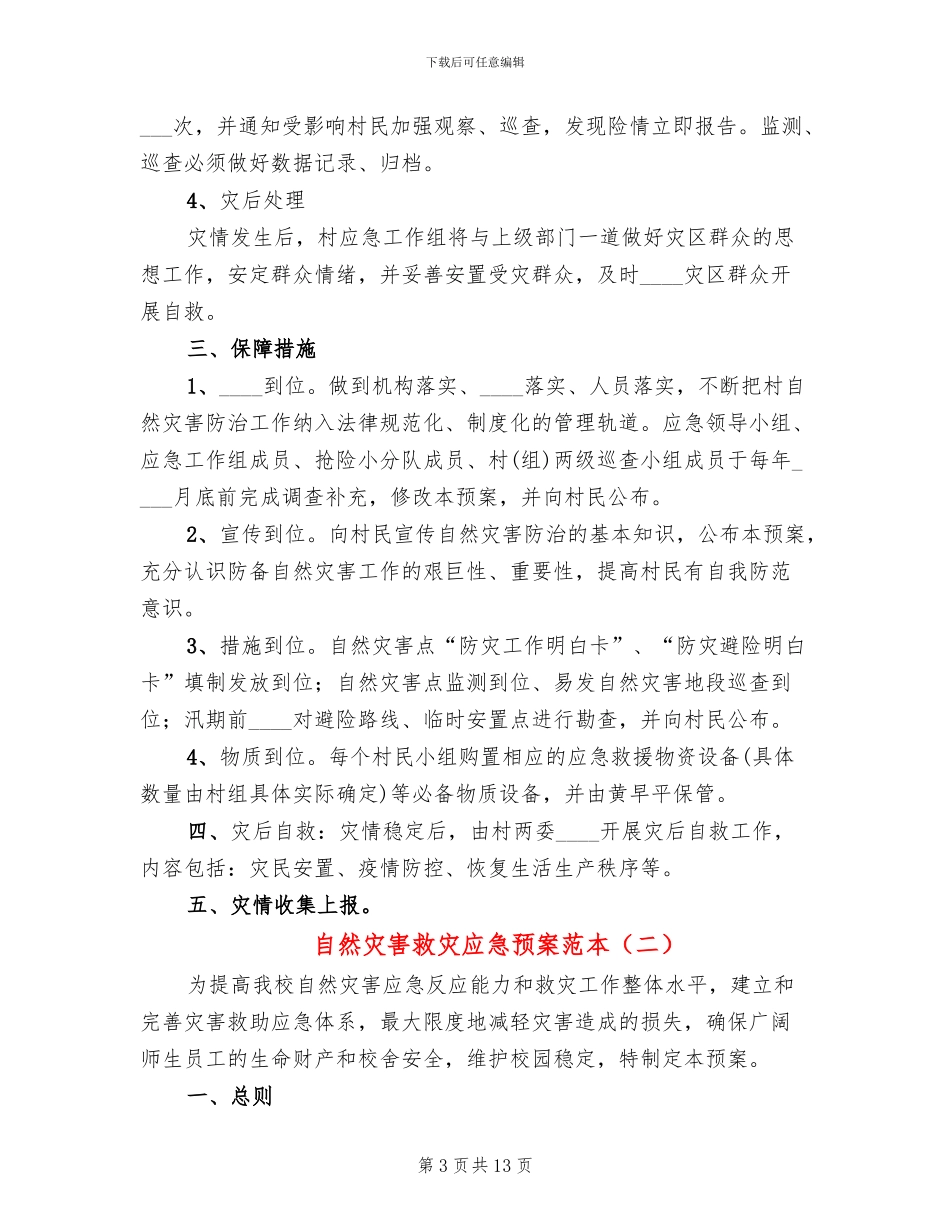 自然灾害救灾应急预案范本(4篇)_第3页