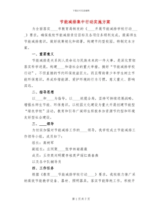 节能减排集中行动实施方案