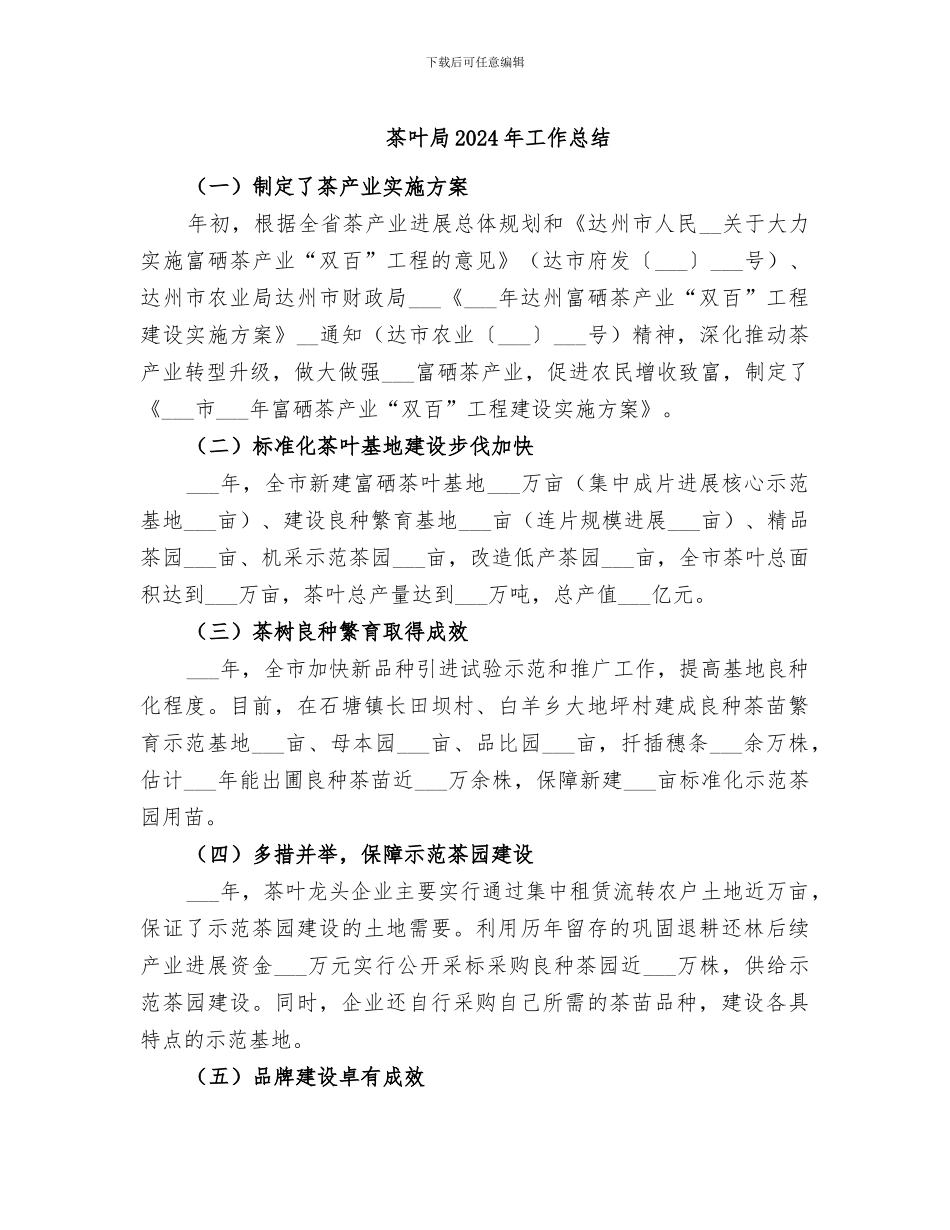 茶叶局2024年工作总结_第1页