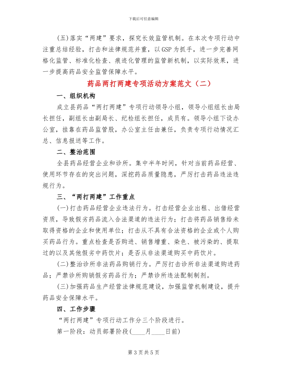 药品两打两建专项活动方案范文_第3页