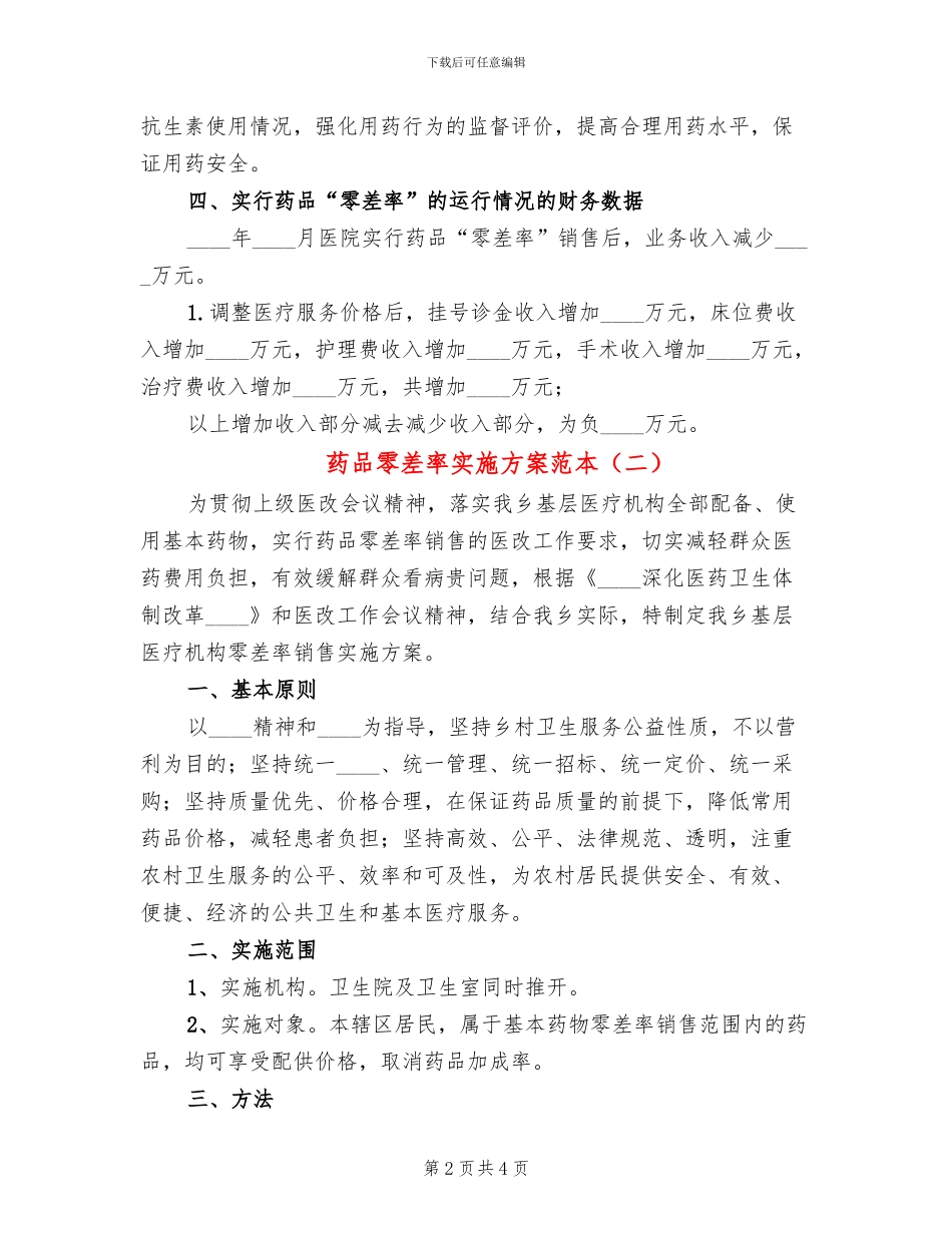 药品零差率实施方案范本(2篇)_第2页