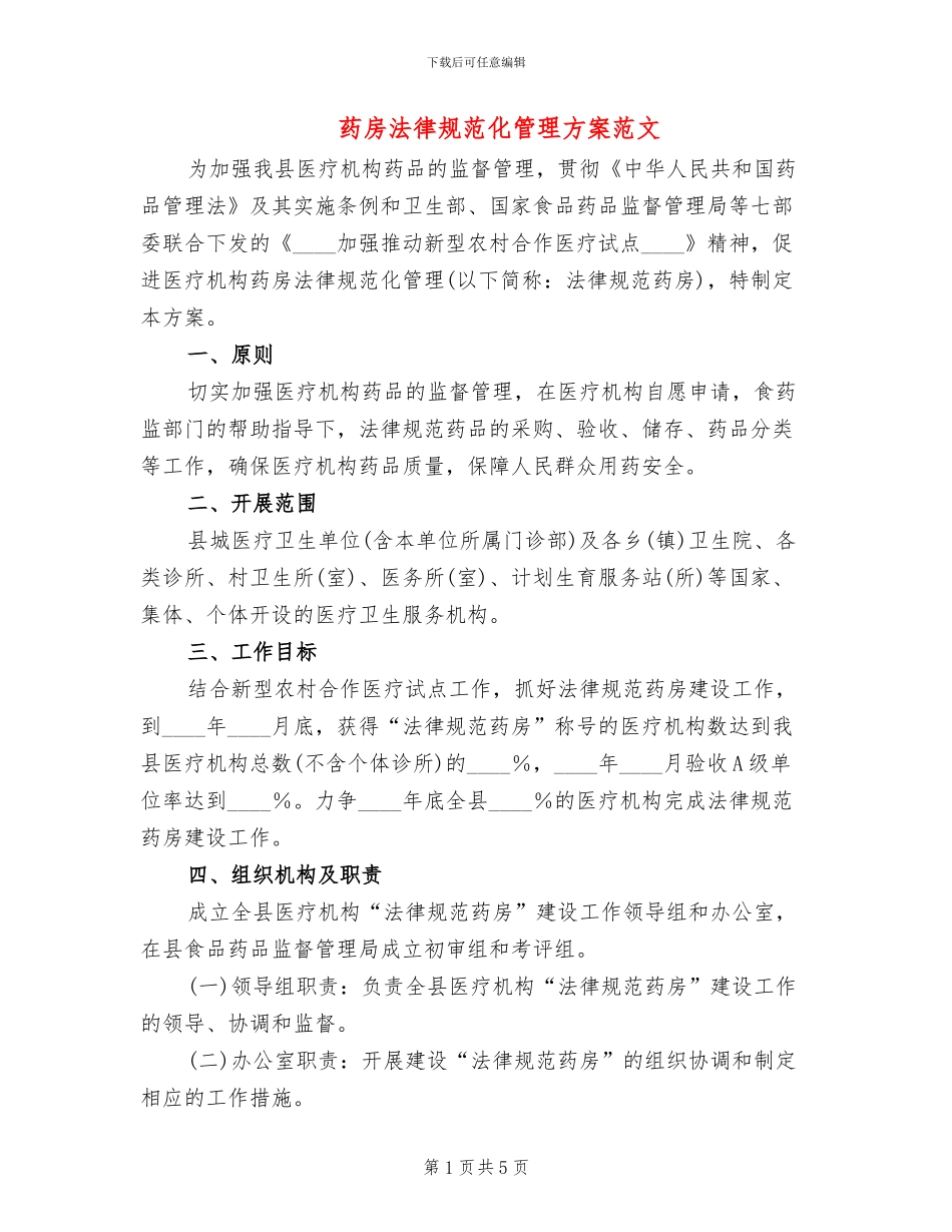 药房规范化管理方案范文_第1页