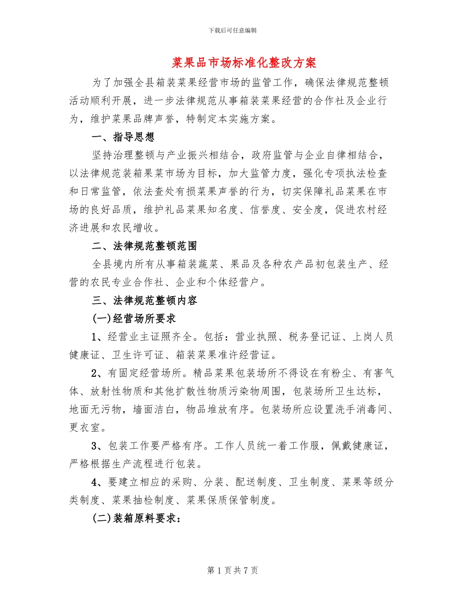 菜果品市场标准化整改方案_第1页