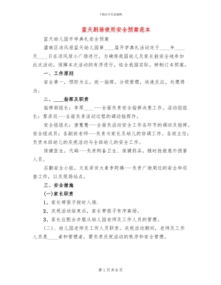 蓝天剧场使用安全预案范本