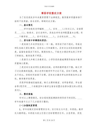 薄弱学校整改方案