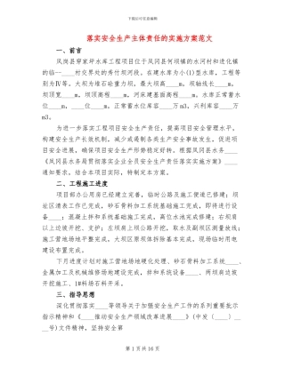 落实安全生产主体责任的实施方案范文(3篇)