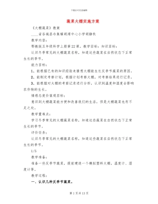 蔬菜大棚实施方案