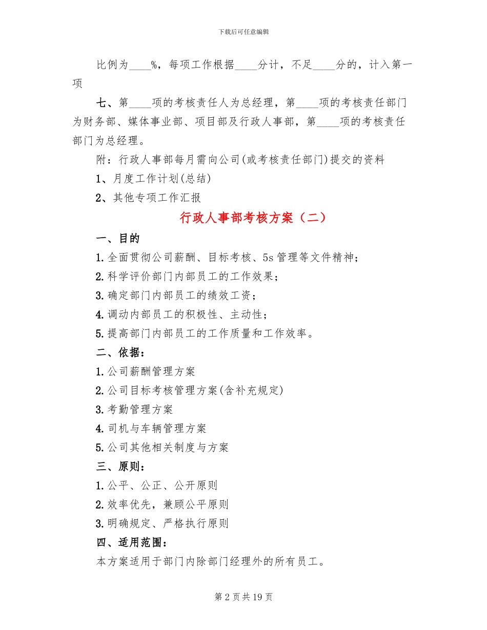 行政人事部考核方案_第2页