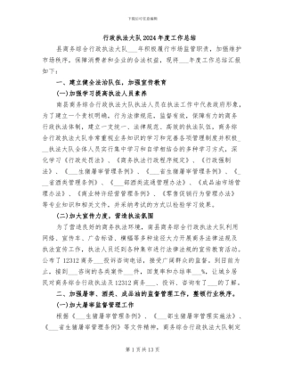 行政执法大队2024年度工作总结