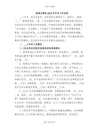 街道办事处2024年半年工作总结