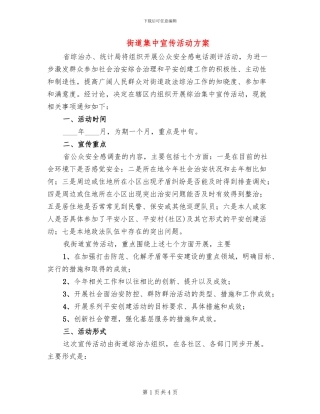 街道集中宣传活动方案