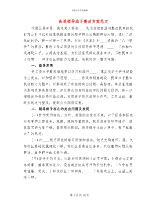 街道领导班子整改方案范文
