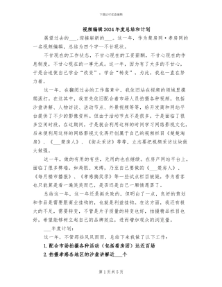 视频编辑2024年度总结和计划