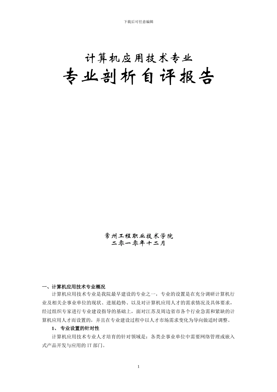计算机应用技术专业剖析报告_第1页