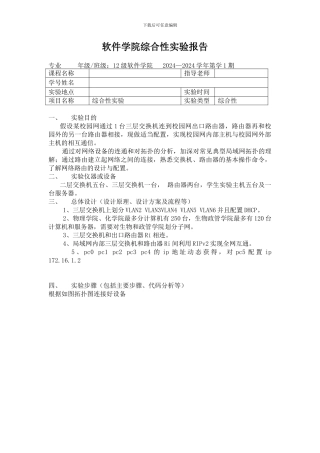 计算机网络思科综合性实验报告