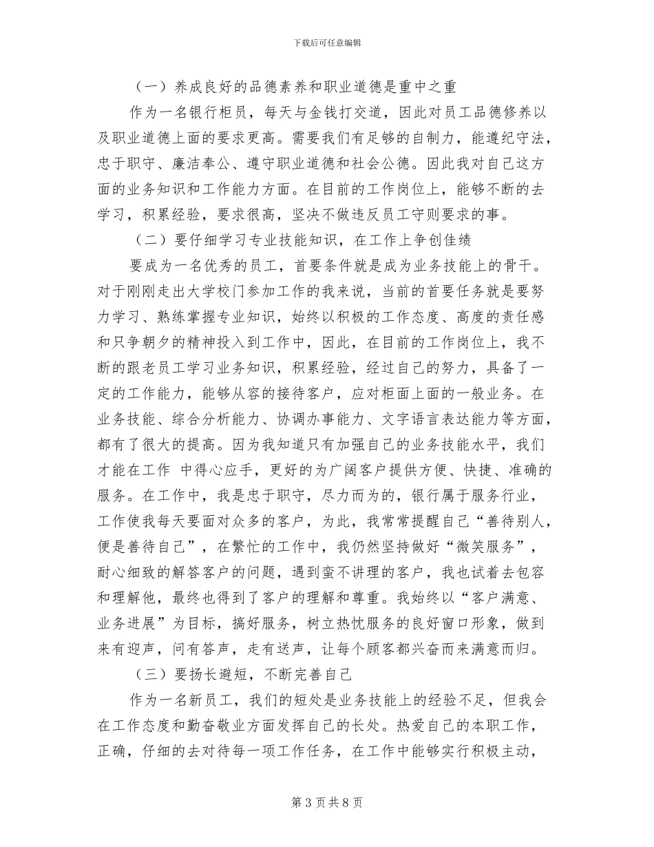 试用期个人工作总结2024年_第3页