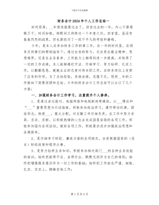 财务会计2024年个人工作总结一