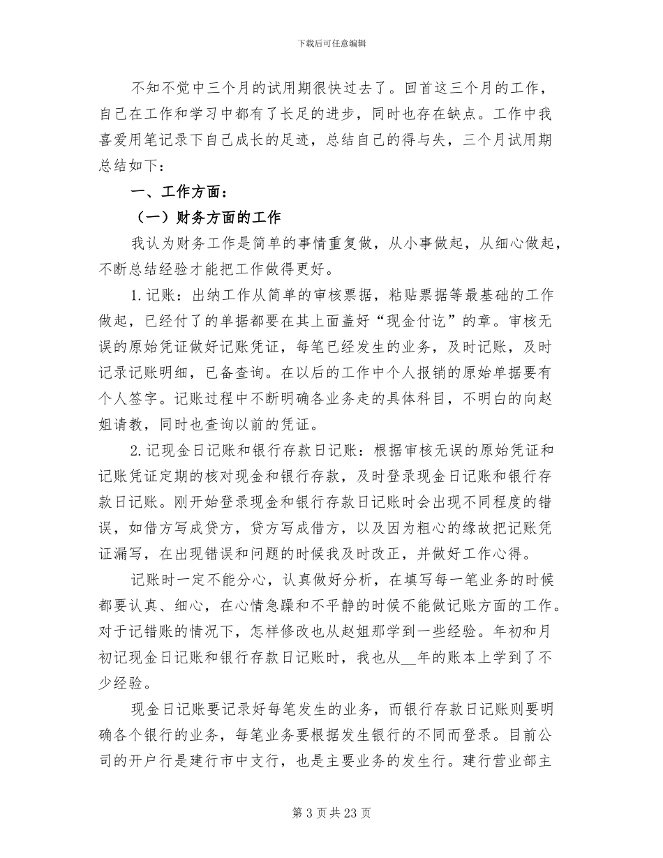 财务人员试用期工作总结2024年_第3页