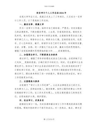 财务审计个人工作总结2024年