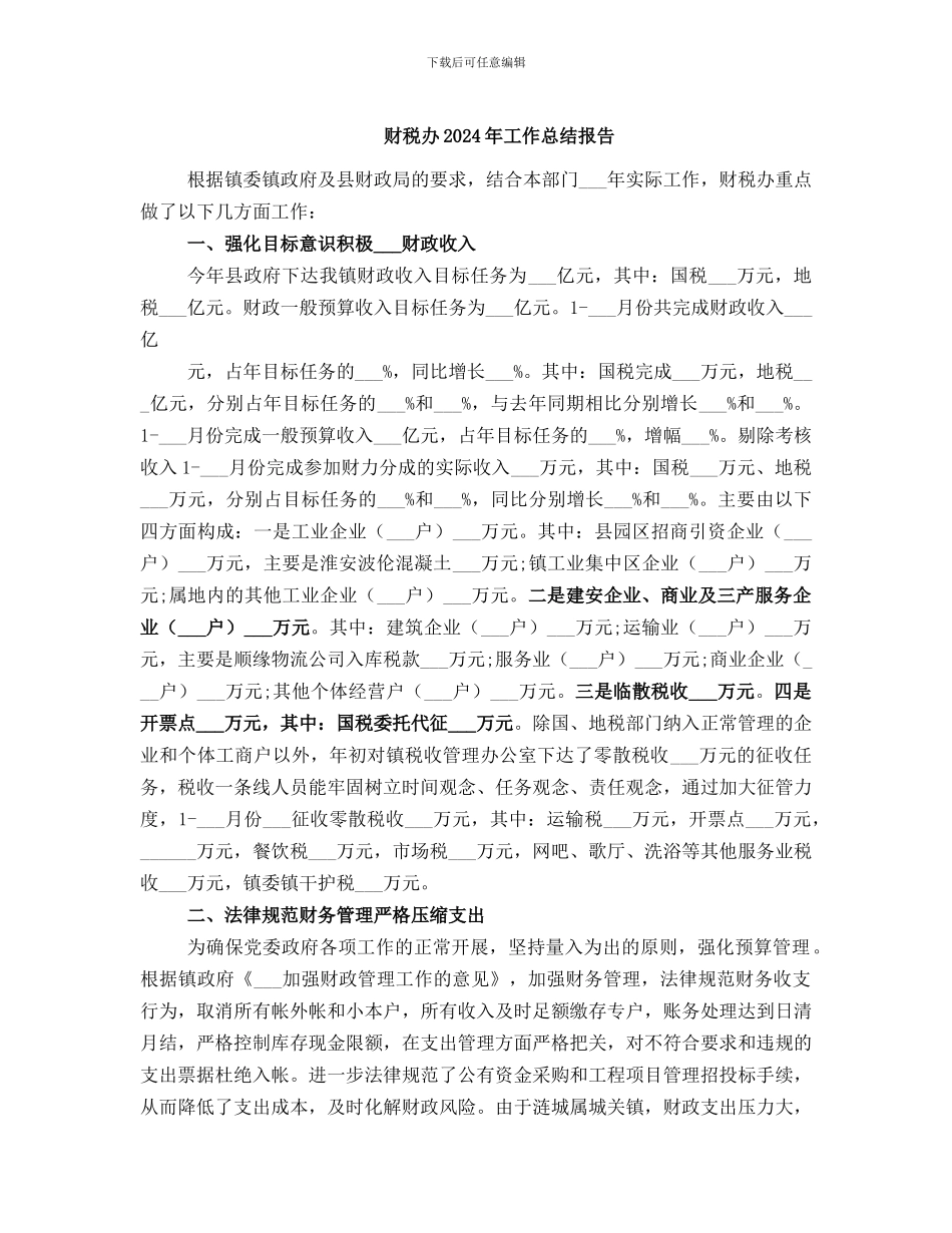财税办2024年工作总结报告_第1页