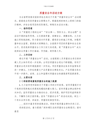 质量安全年活动方案