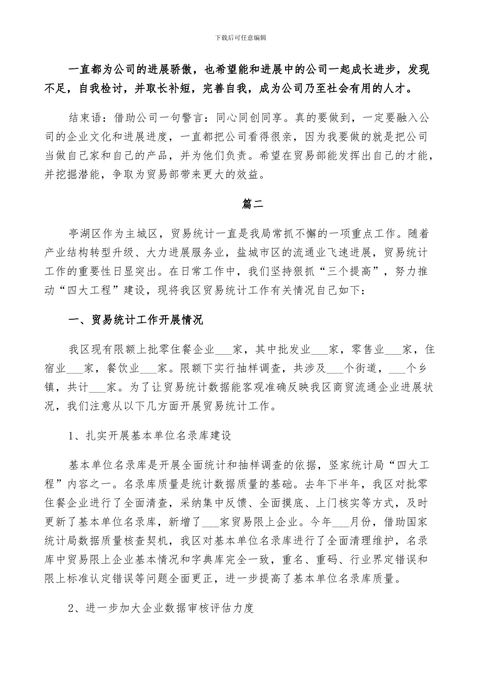 贸易统计个人工作总结2024_第2页