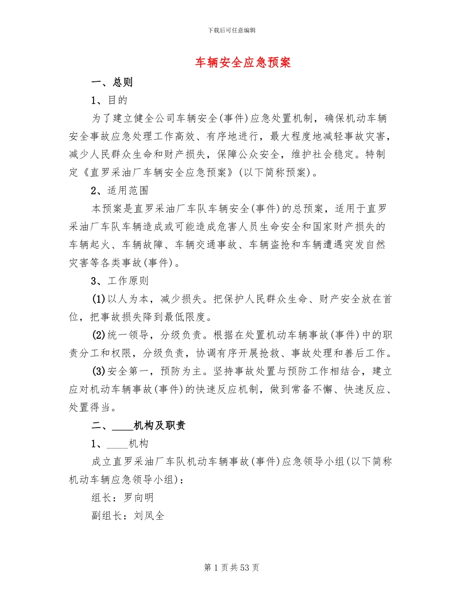 车辆安全应急预案_第1页