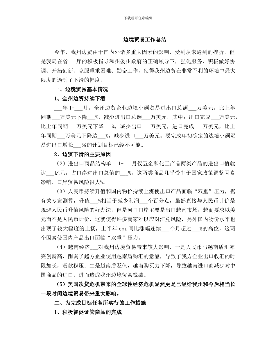 边境贸易工作总结_第1页