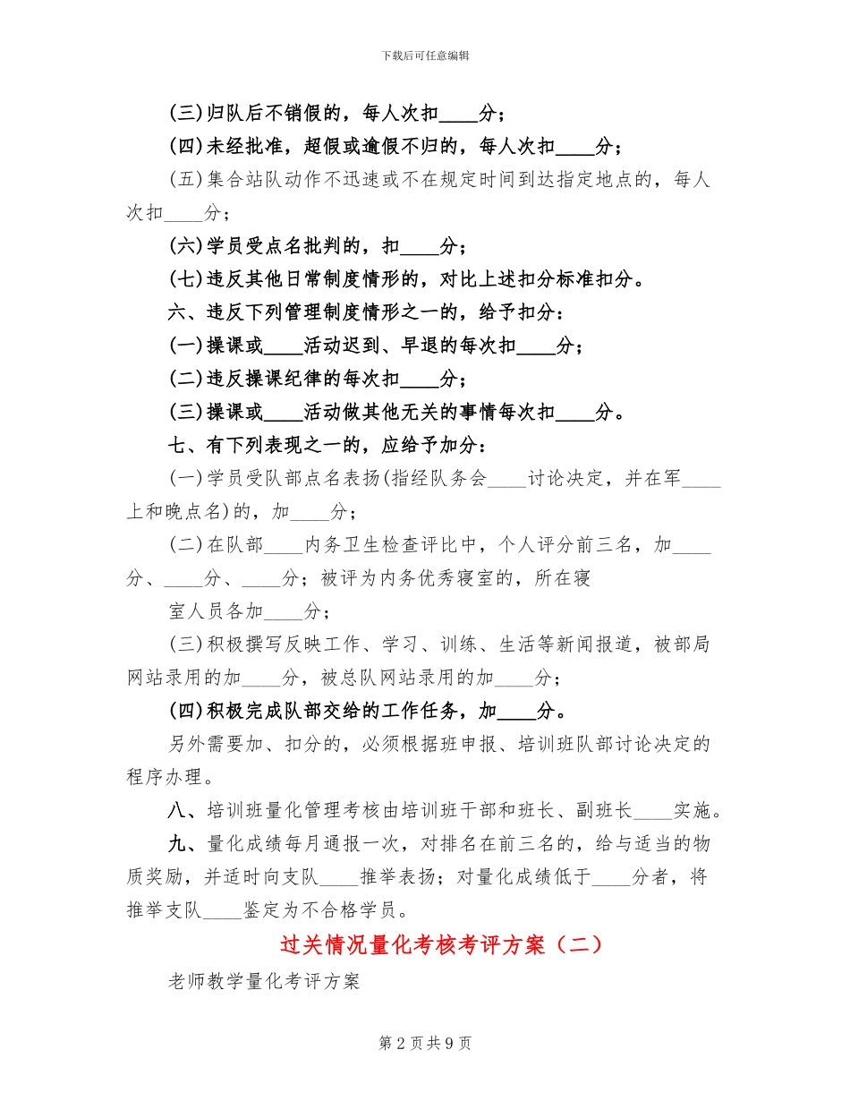 过关情况量化考核考评方案(3篇)_第2页