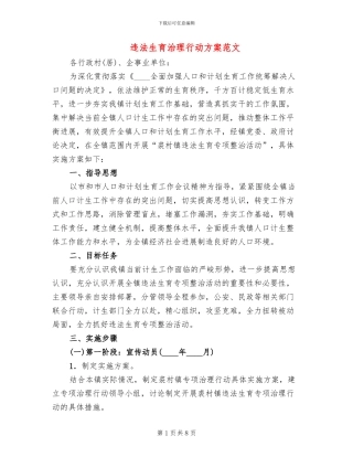违法生育治理行动方案范文