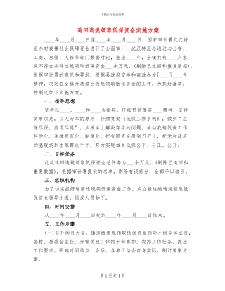 追回违规领取低保资金实施方案