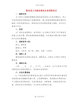 配电室火灾触电事故应急预案范本