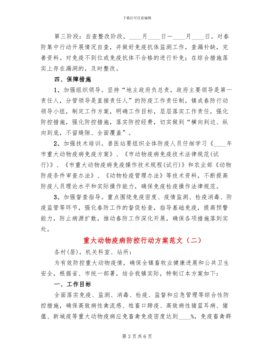 重大动物疫病防控行动方案范文_第3页
