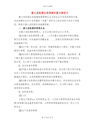 重大危险源应急预案处置方案范文(10篇)