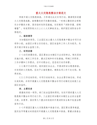 重大火灾隐患整治方案范文