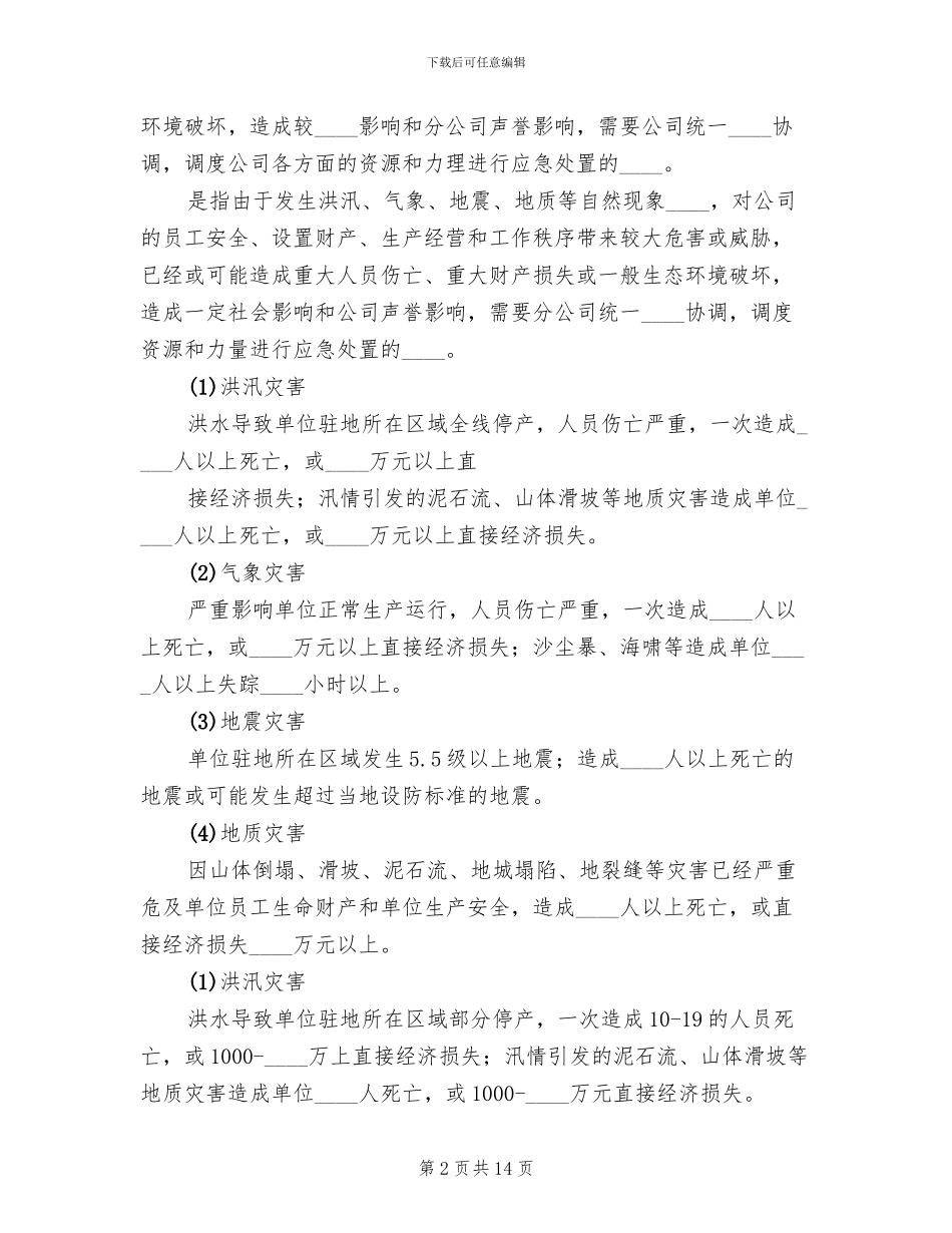 重大自然灾害突发事件应急预案_第2页