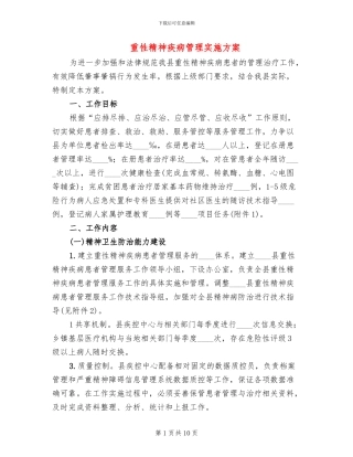 重性精神疾病管理实施方案