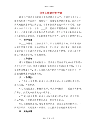 钻井队能效对标方案