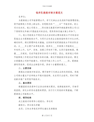 钻井队能效对标方案范文